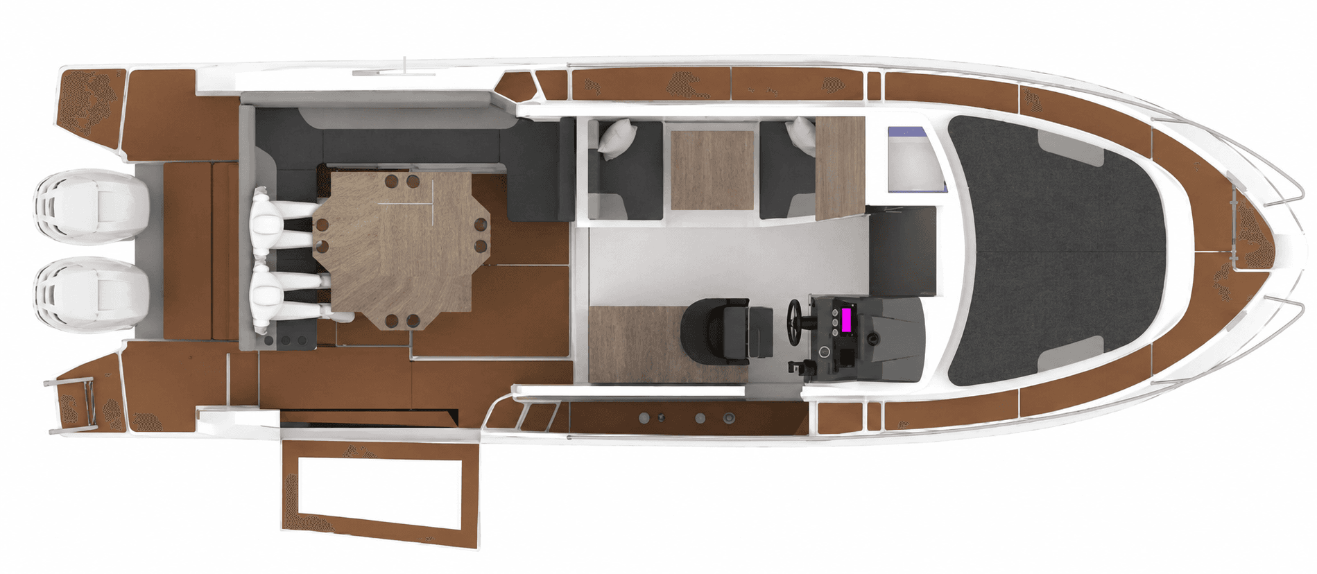 Kavi X saloon, cockpit, aft and galley layout